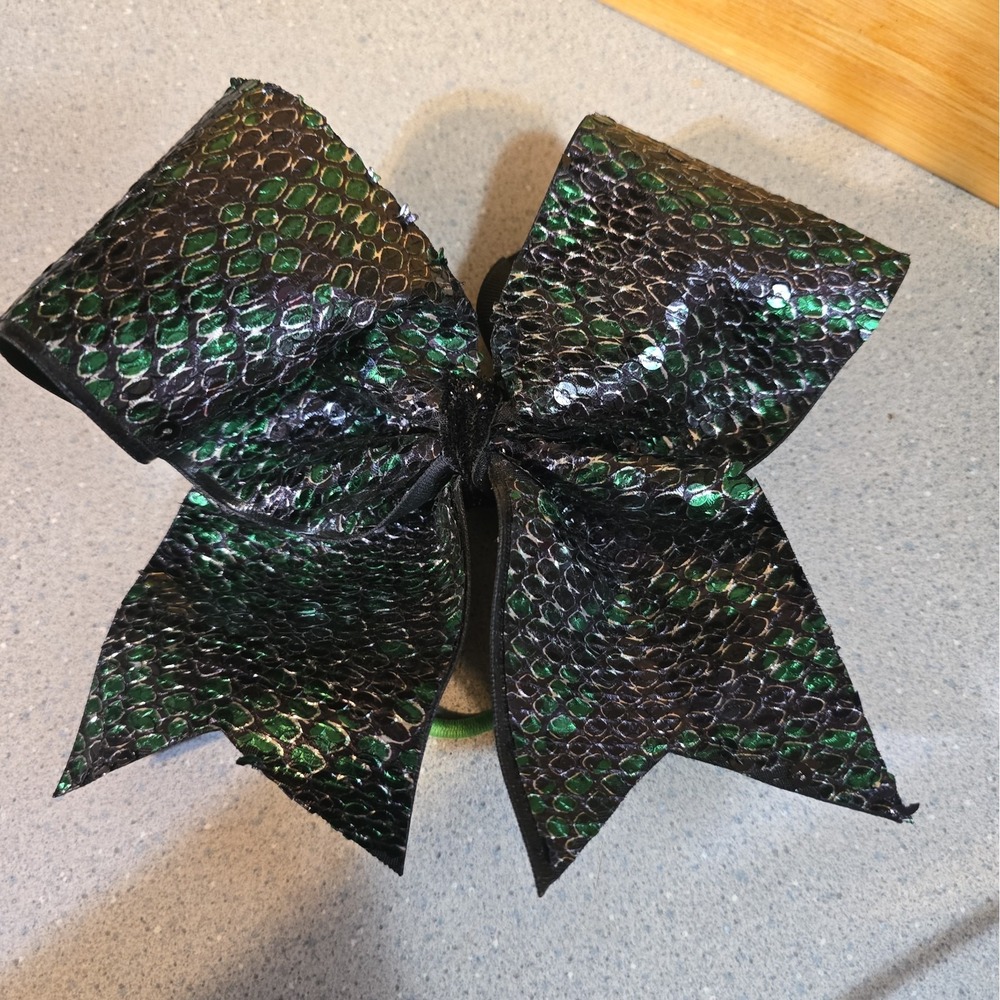 Allstar Cheer Bow 3", Stiff Black And Green Lizard, Coldplay, Cheerleading